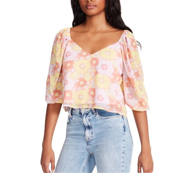NWT Steve Madden Stevie Top in Pink Floral - Picture 6 of 12